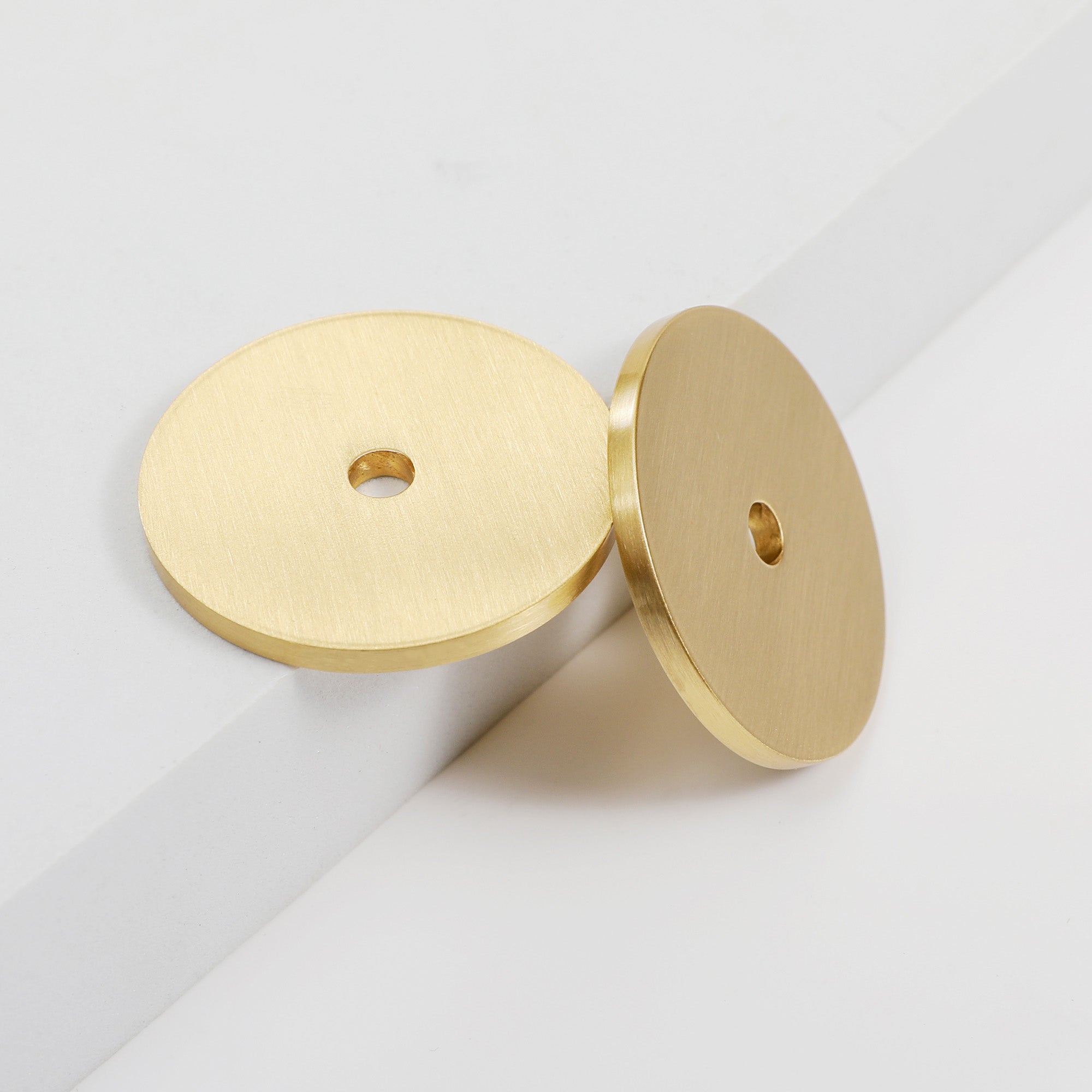 Modern Round Brass Knob Backplate 1.5" Inch