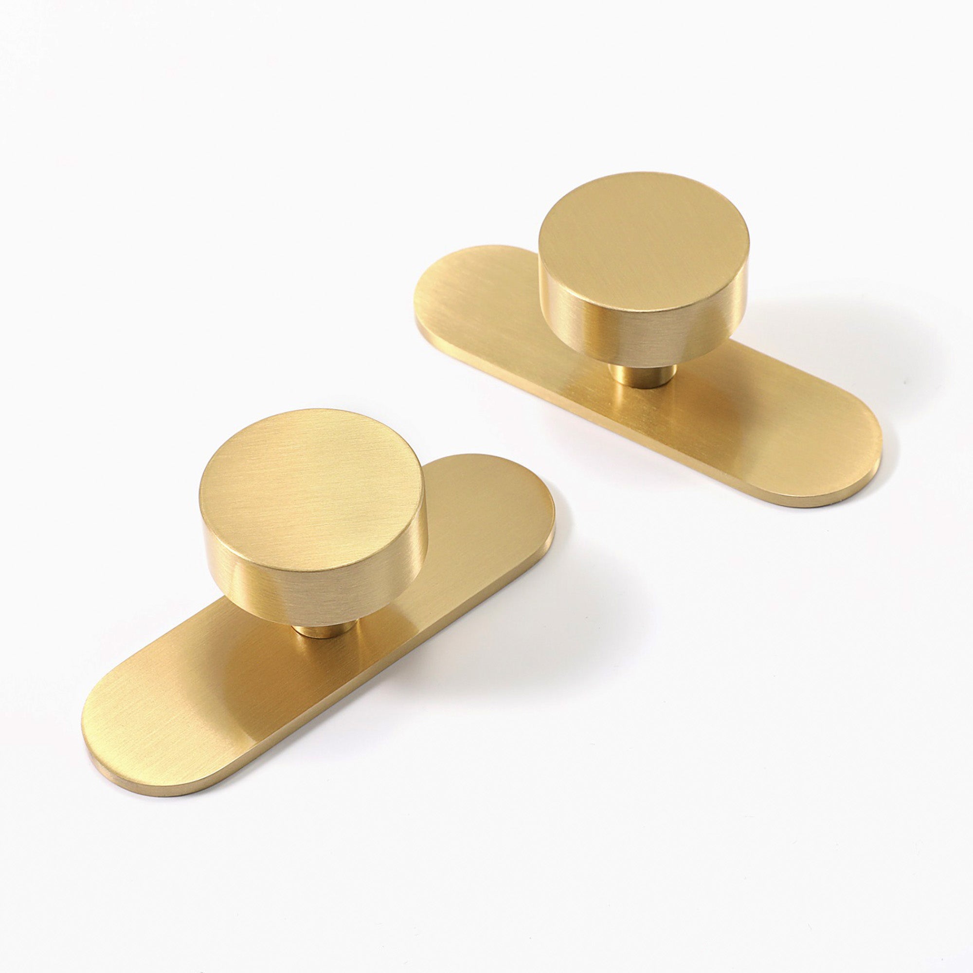 Regal Mid-Century Modern Solid Brass Cabinet Hardware Knob with Backplate