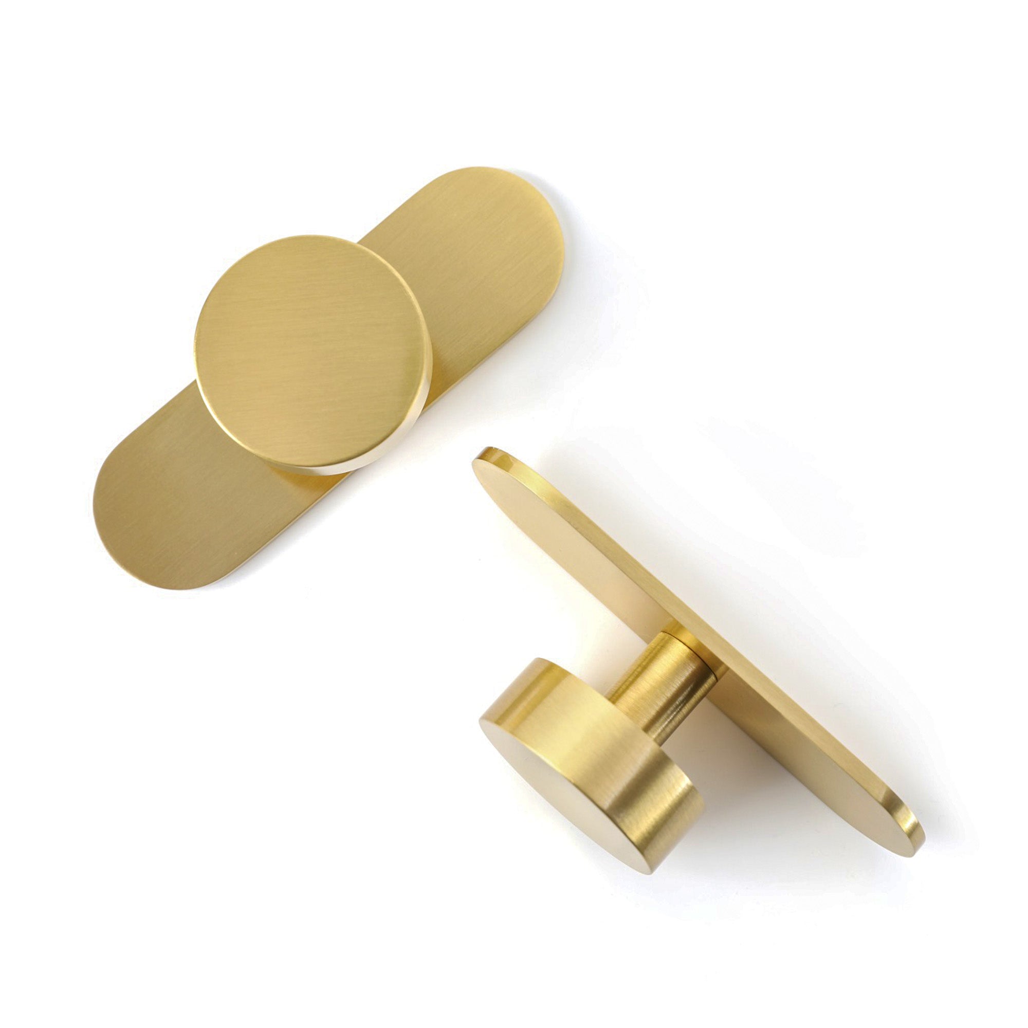 Regal Mid-Century Modern Solid Brass Cabinet Hardware Knob with Backplate