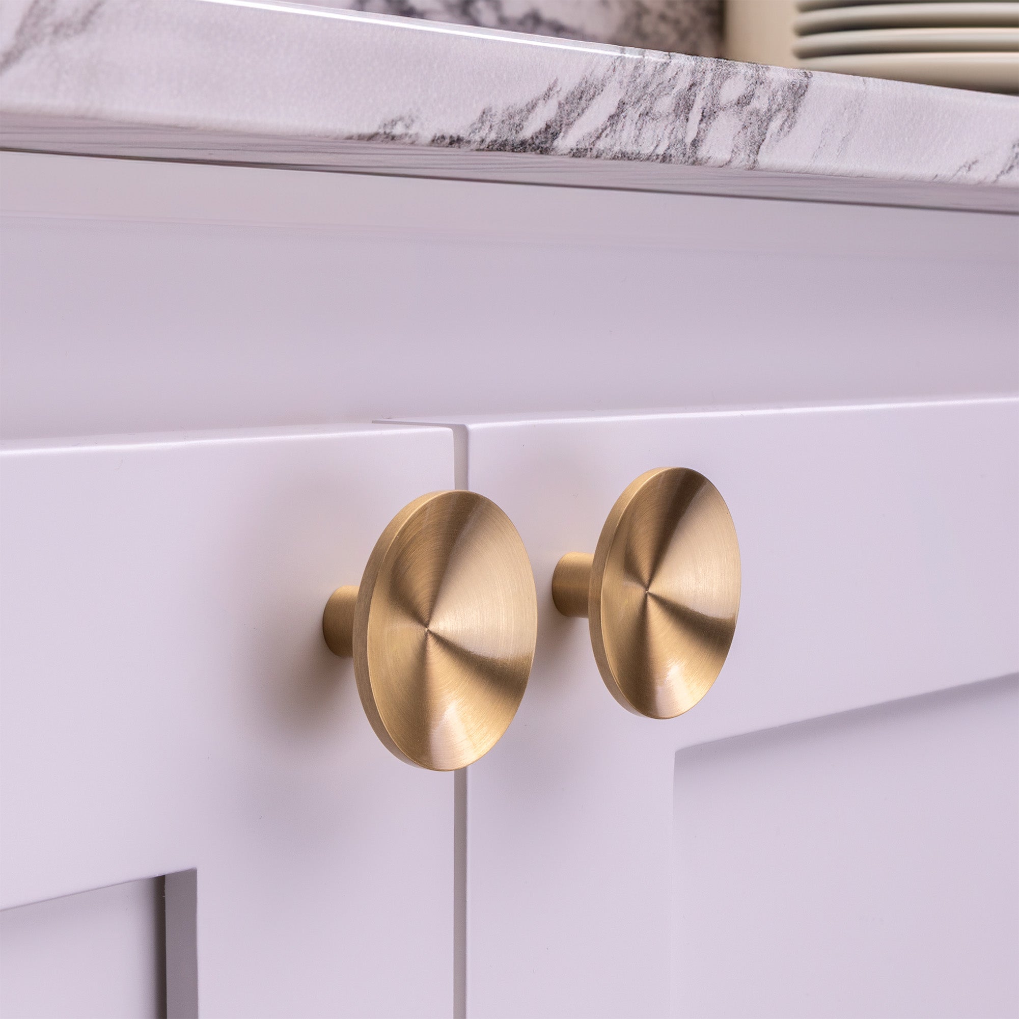 Dish Brass Mid-Century Modern Cabinet Knob