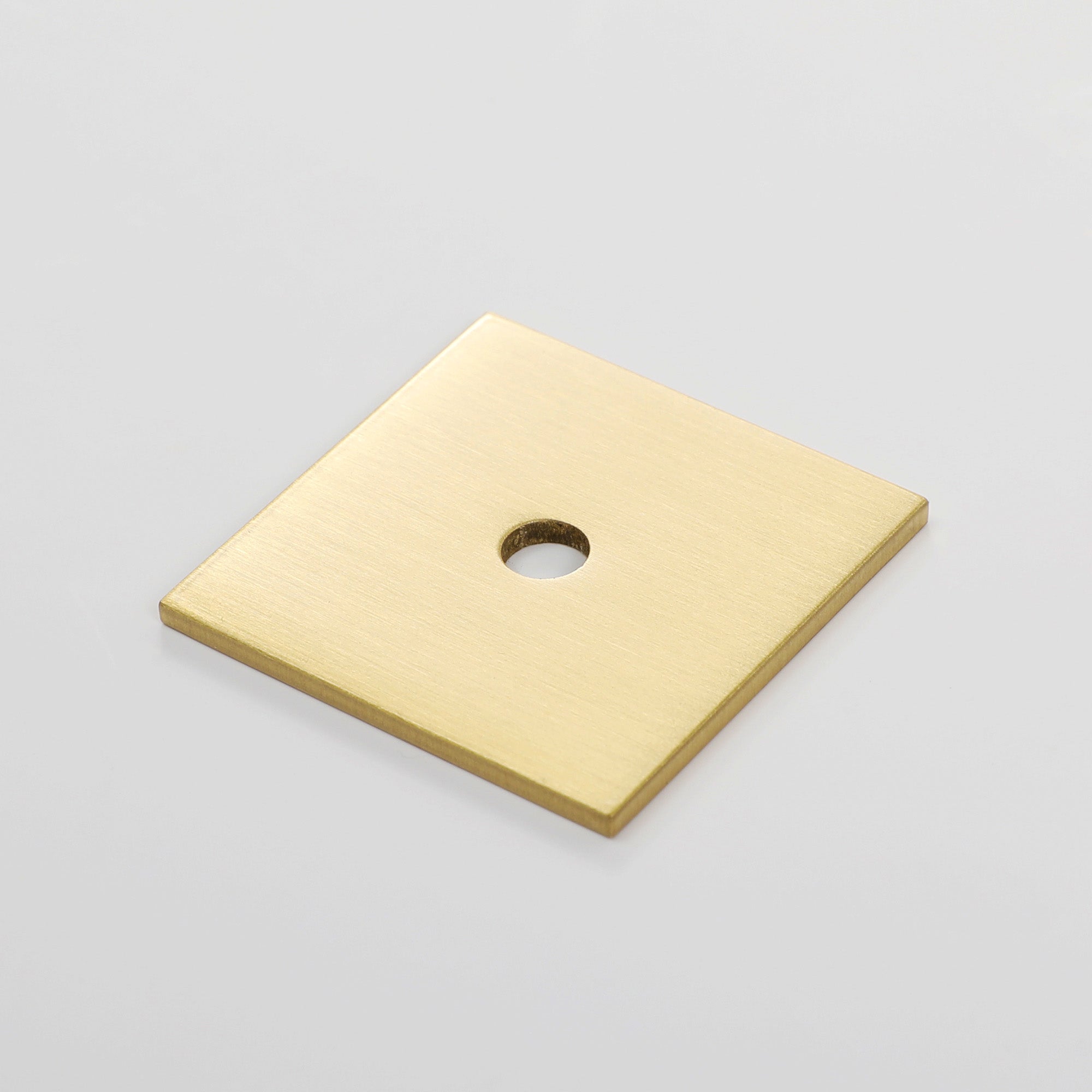 1.25" Brass Knob Backplate Square - Modern