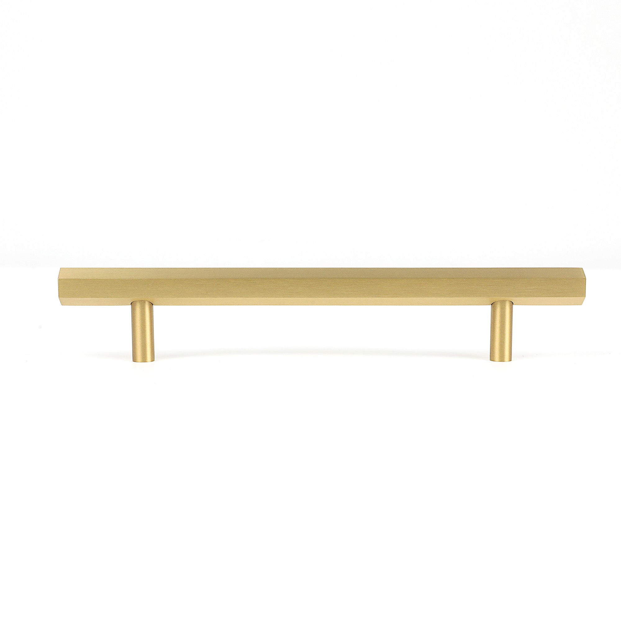 Hex Mid Century Modern Brass Bar Pull for Cabinet Doors and Drawers