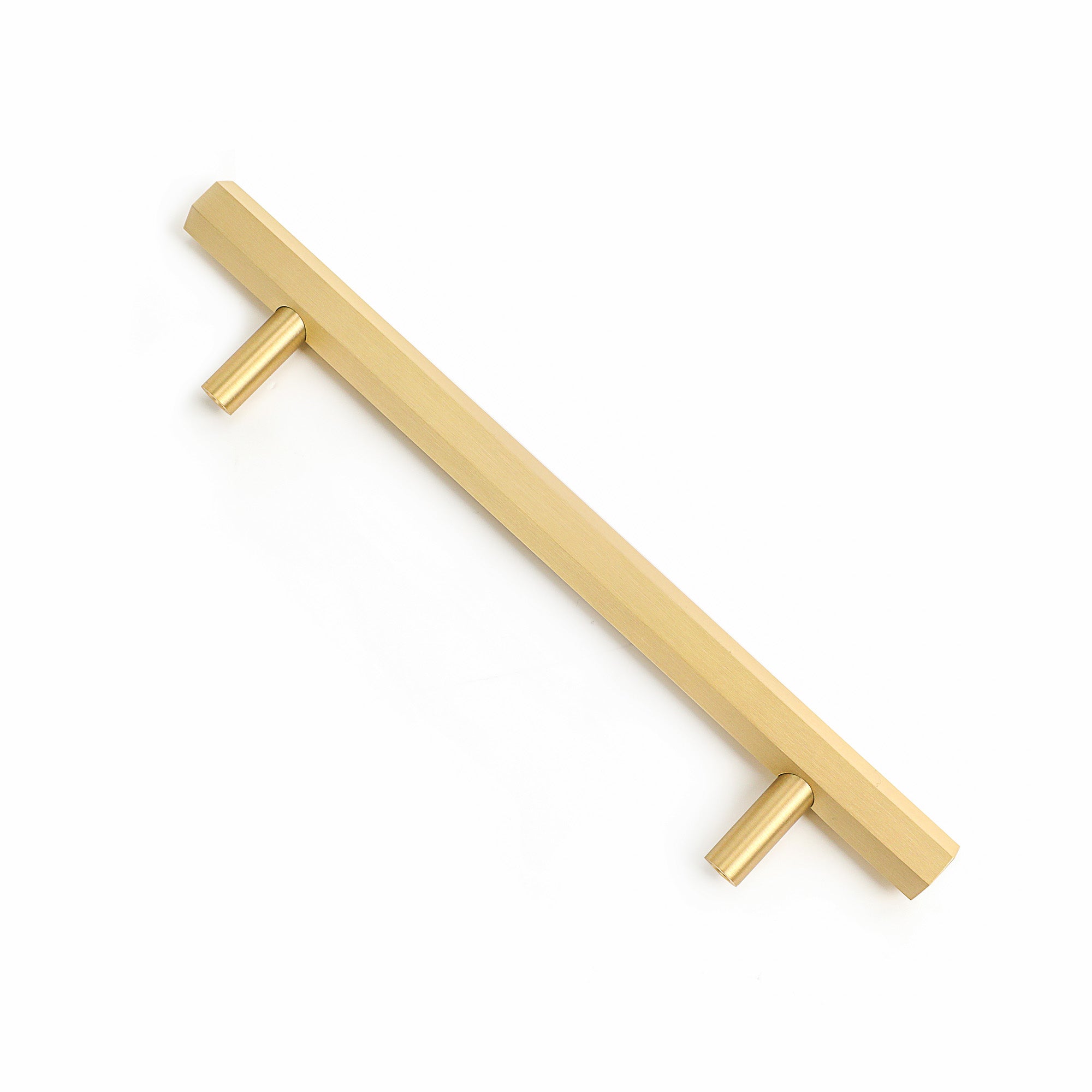 Hex Mid Century Modern Brass Bar Pull for Cabinet Doors and Drawers