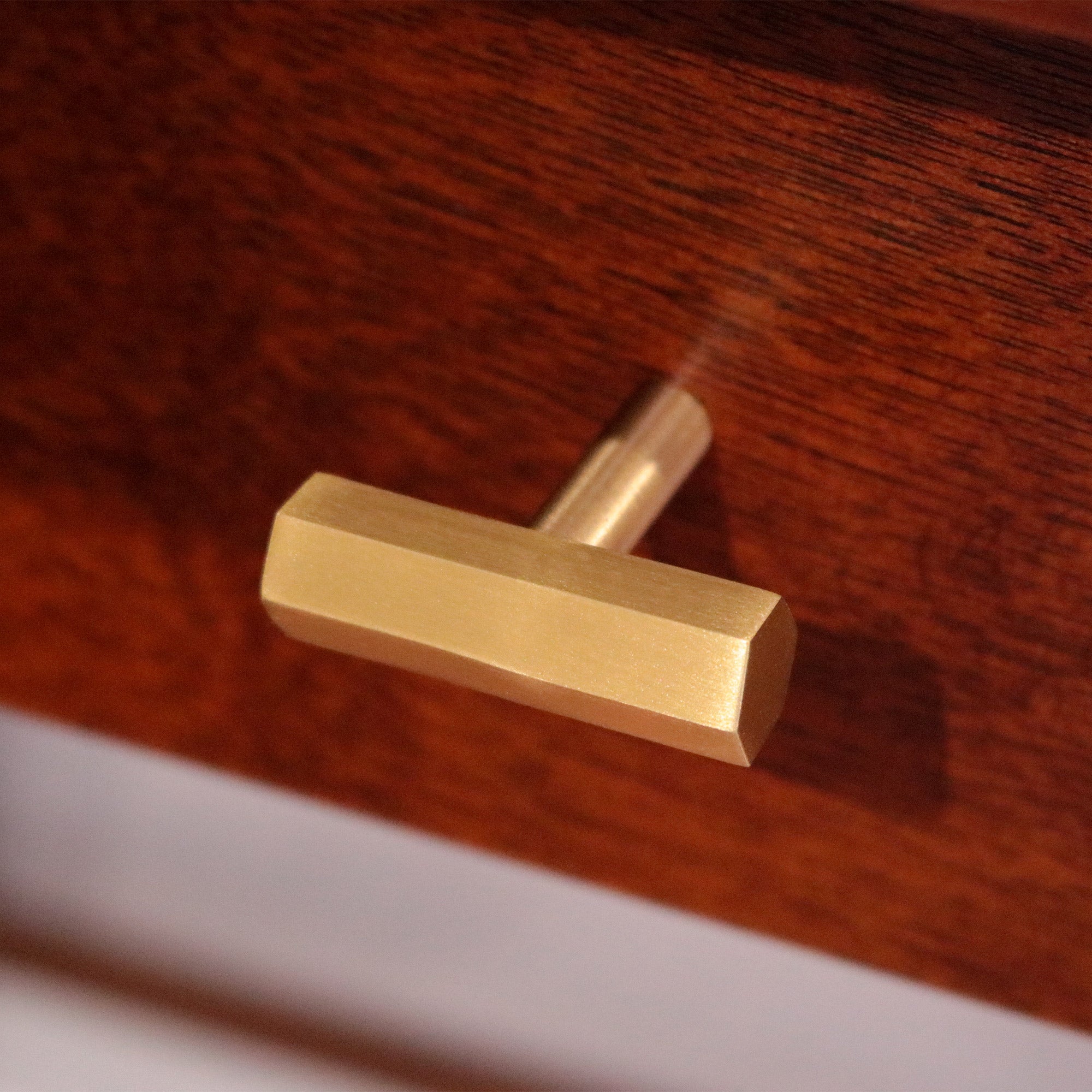 Hex Brass T Knob for Cabinet Doors and Drawers