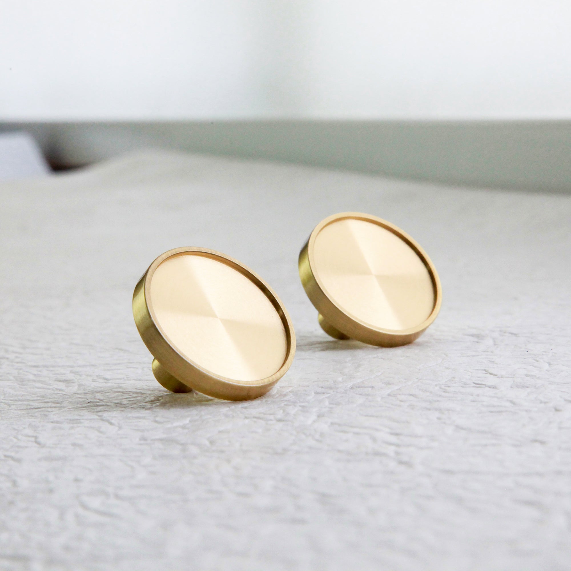 Brushed Gold Round Kitchen Cabinet Drawer Knob, Mid Century Modern