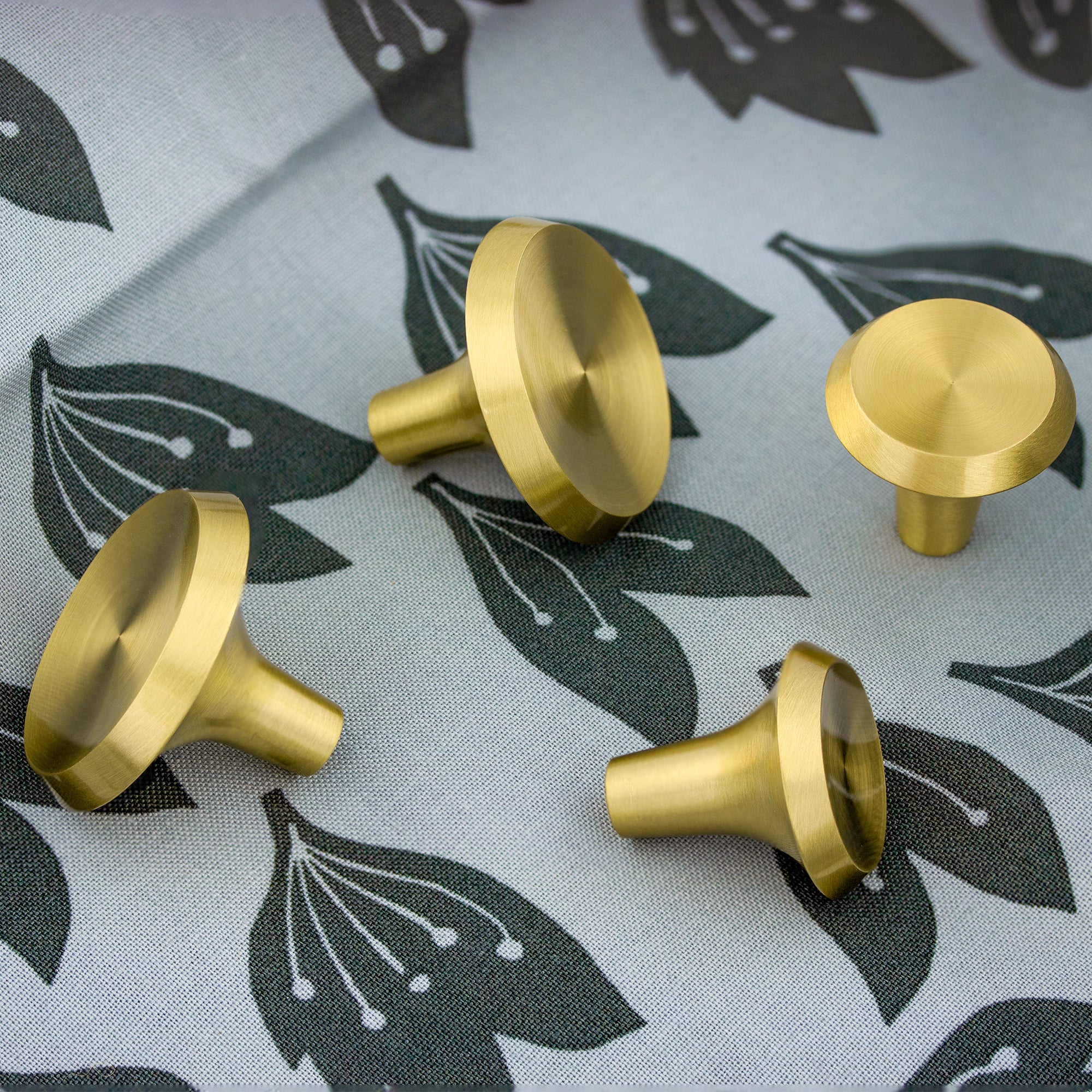 Mid Century Modern Brushed Gold Solid Brass Kitchen Cabinet Knob